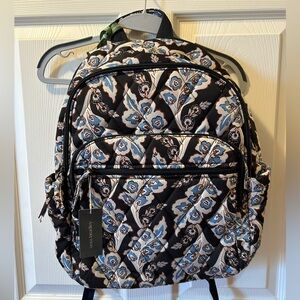 Vera Bradley Bancroft Backpack Calyx & Quill Black Quilted Floral Bag Black Blue